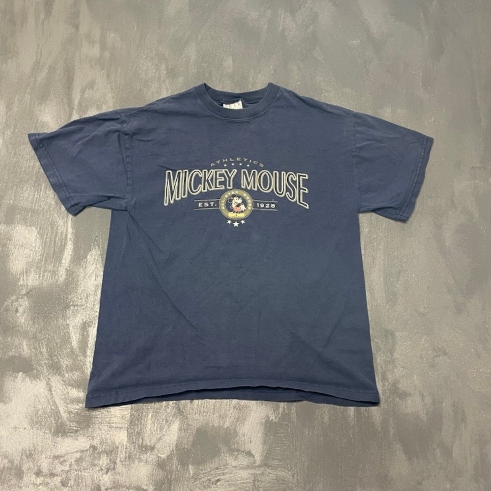 Vintage Mickey Mouse T-Shirt Medium Navy Blue 90s Excellent Gear For‎ Sports